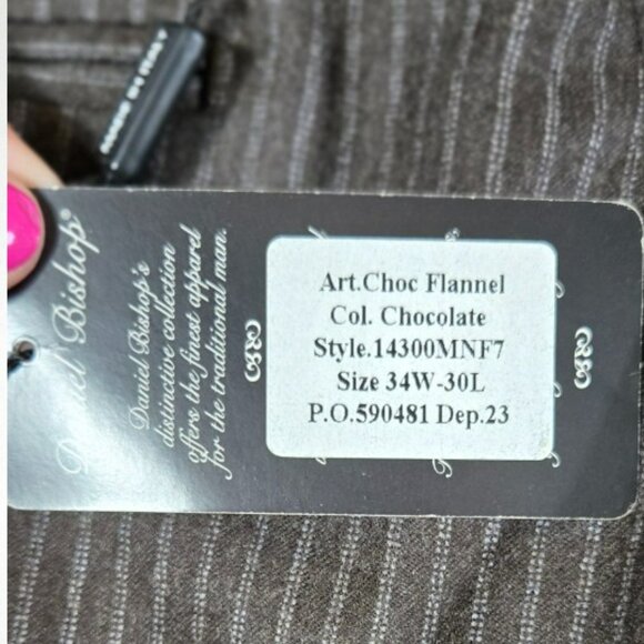 David Bishop NWT W34 X L30 Men's Black Pinstripe Dress Pants Made in Italy - Picture 11 of 14